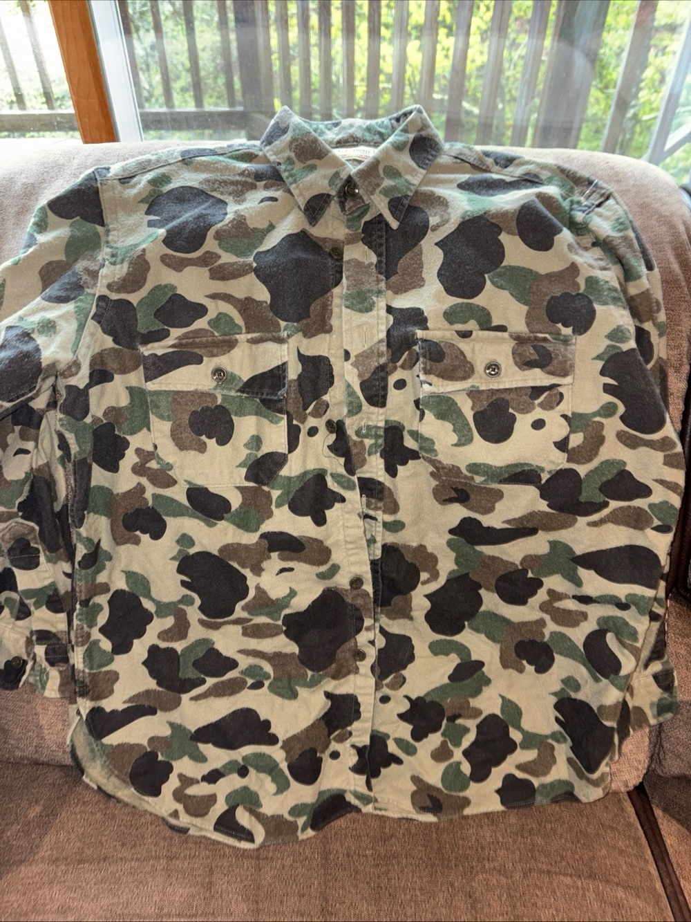 Vintage LL Bean Shirt Mens 16.5 Camo Chamois Cloth USA Duck Hunter Flannel